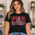 Woman modeling black Petersburg PHS Go Vikings short-sleeve shirt