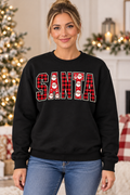 Santa Buffalo Plaid Crewneck – Black girl mockup