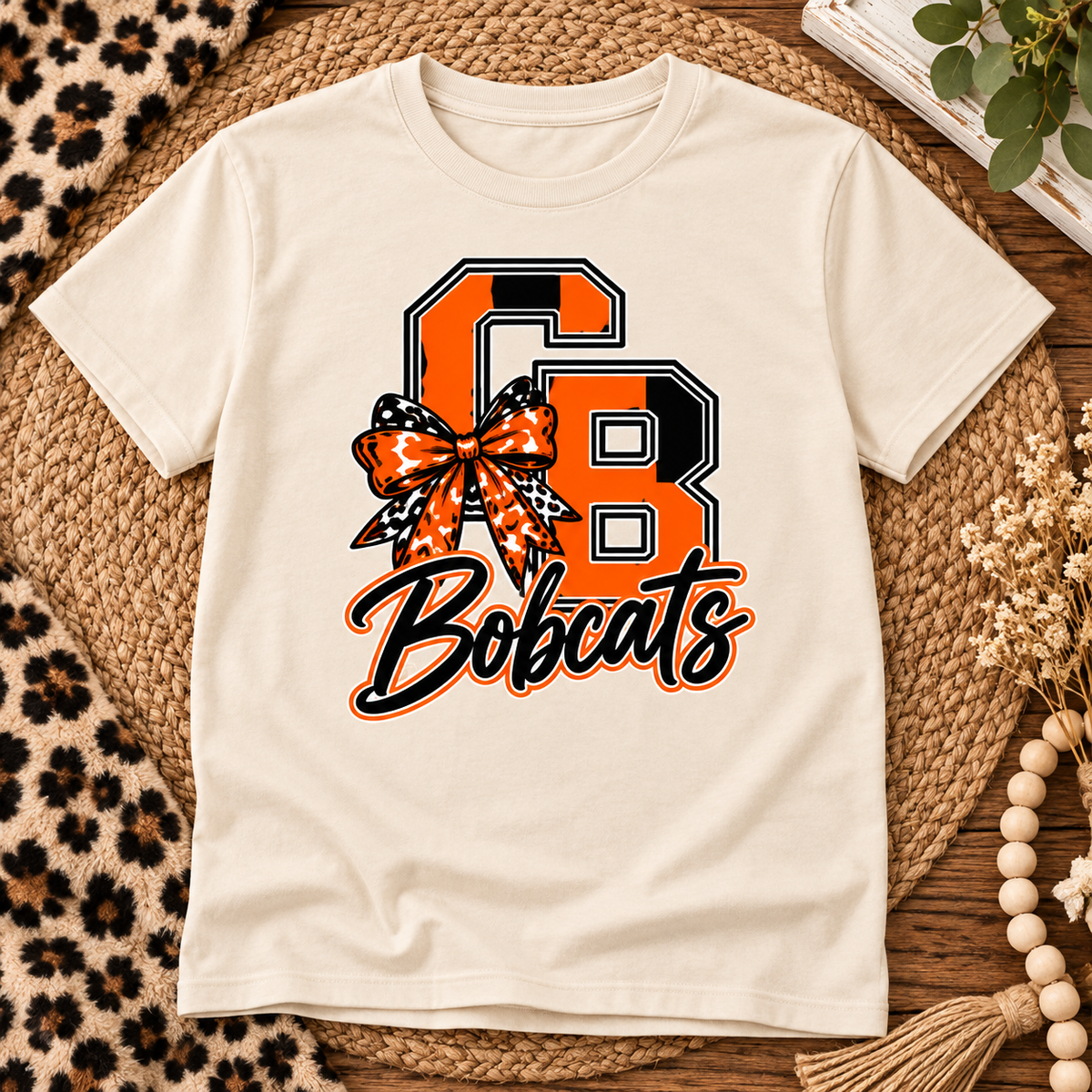 Capon Bridge Bobcats CB Leopard Bow T-Shirt