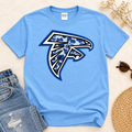 Falcons blue spotted logo boutique flat lay T-shirt