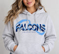 Frankfort Falcons 3D Layered Lettering Ash Hoodie modeled on a woman
