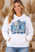 Model wearing White Falcons Basketball Checkered Bow Hoodie