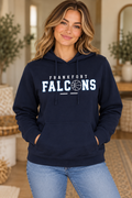 Model wearing Navy Frankfort Falcons Basketball Minimal Hoodie