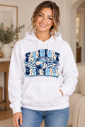 Model wearing White Frankfort Basketball Retro Falcon Hoodie