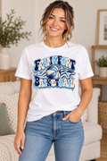 Model wearing White Frankfort Basketball Retro Falcon T Shirt