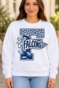 Frankfort Falcons Cheetah & Camo Pennant White Crewneck
