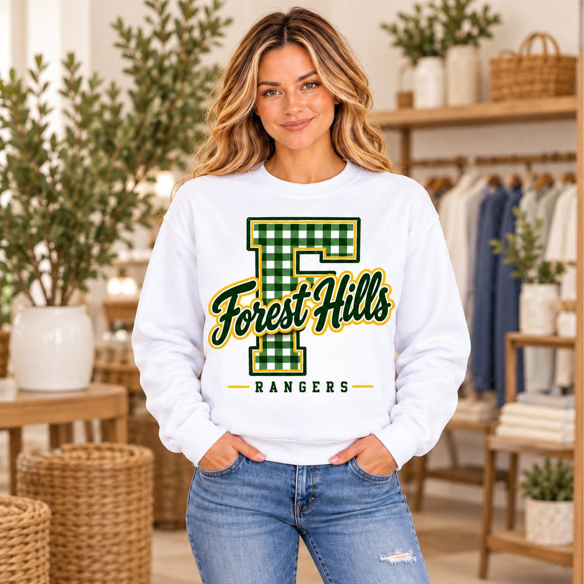 Forest Hills Rangers FH12 Crewneck square full boutique mockup