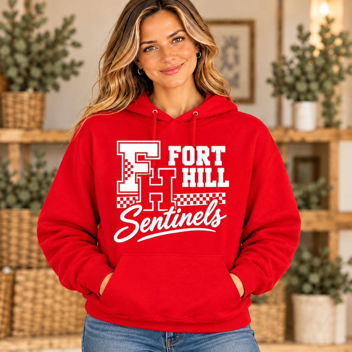 Fort Hill Sentinels Checker FH Red Hoodie