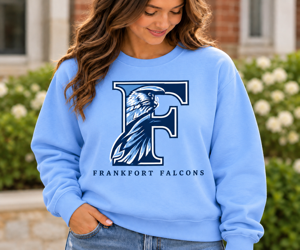 Frankfort Falcons navy F light blue Crewneck