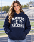 Frankfort Falcons Varsity Navy Hoodie on a model