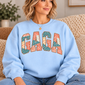 GAGA Light Blue Floral Patchwork Crewneck
