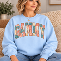 GAMMY Light Blue Floral Patchwork Crewneck