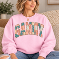 GAMMY Pink Floral Patchwork Crewneck