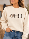 God Is Good cream crewneck boutique model mockup