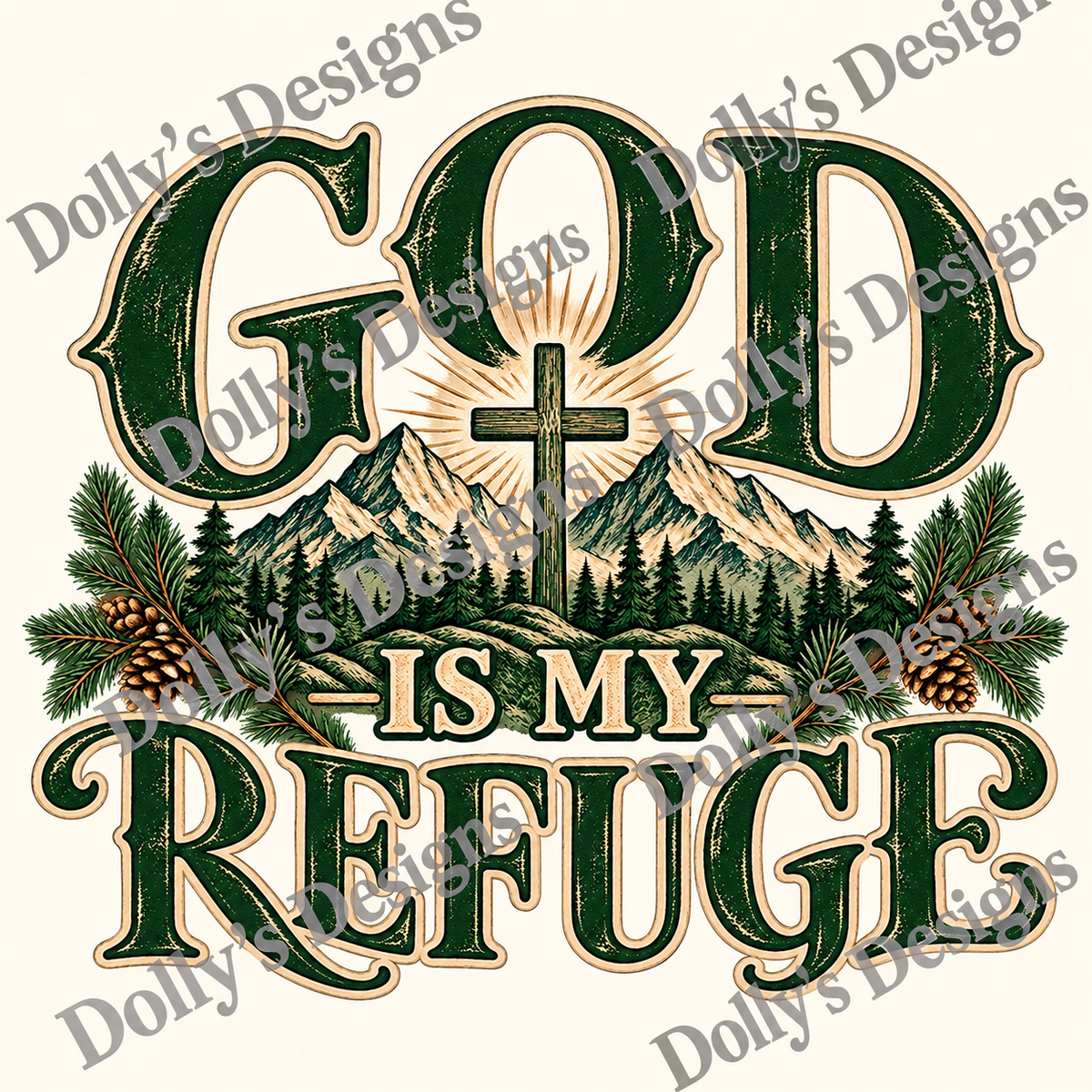 God Is My Refuge — watermarked preview; purchase includes clean PNG