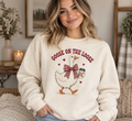 Goose on the Loose cream crewneck girl mockup