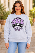 Hair Stylist Lavender Retro sport gray crewneck