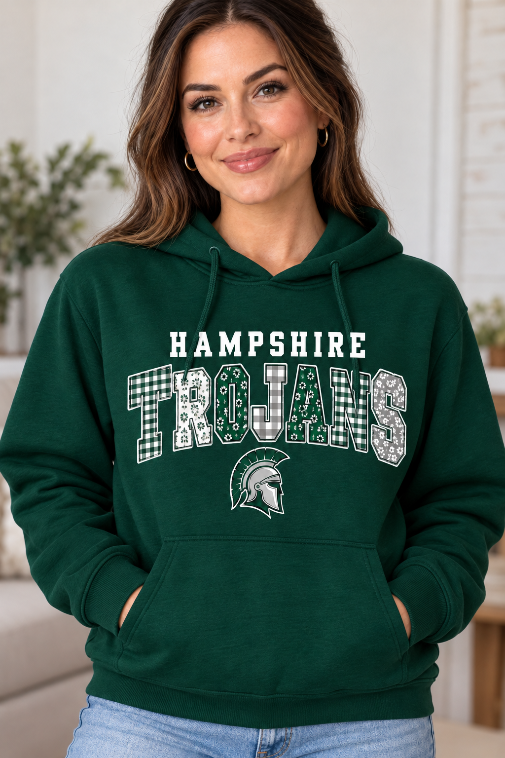 Hampshire Trojans Patchwork Trojans Forest Green Hoodie