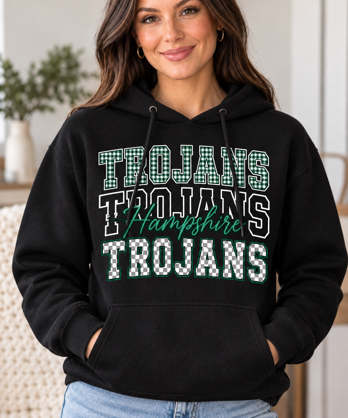 Hampshire Trojans Stacked Trojans Black Hoodie