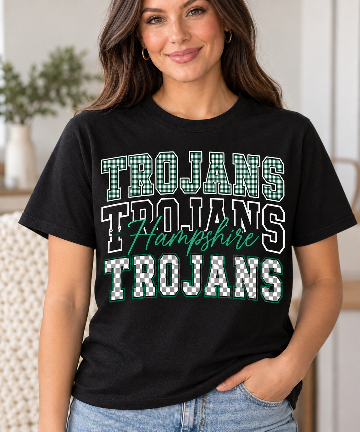 Hampshire Trojans Stacked Trojans Black T-Shirt