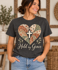 Held by Grace Paisley Heart Heather Charcoal T-Shirt