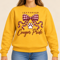 Jefferson Cougars Gingham Cougar Pride Gold Crewneck