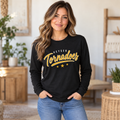 Keyser Tornadoes Script Star Long Sleeve in Black on woman model