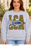 Lighthouse Christian Academy Seahawks Cheetah Pennant Bow Sport Gray Crewneck