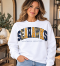 Lighthouse Seahawks Patchwork White Crewneck