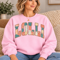 LOLLI Pink Floral Patchwork Crewneck