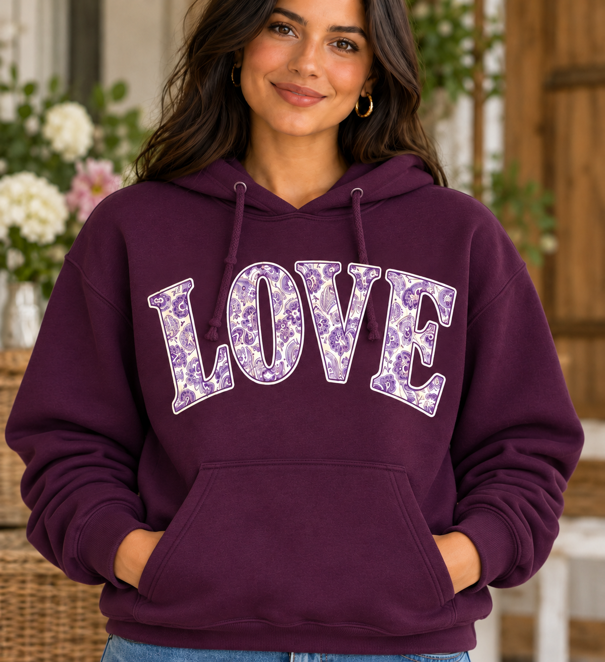 LOVE Paisley Plum Hoodie
