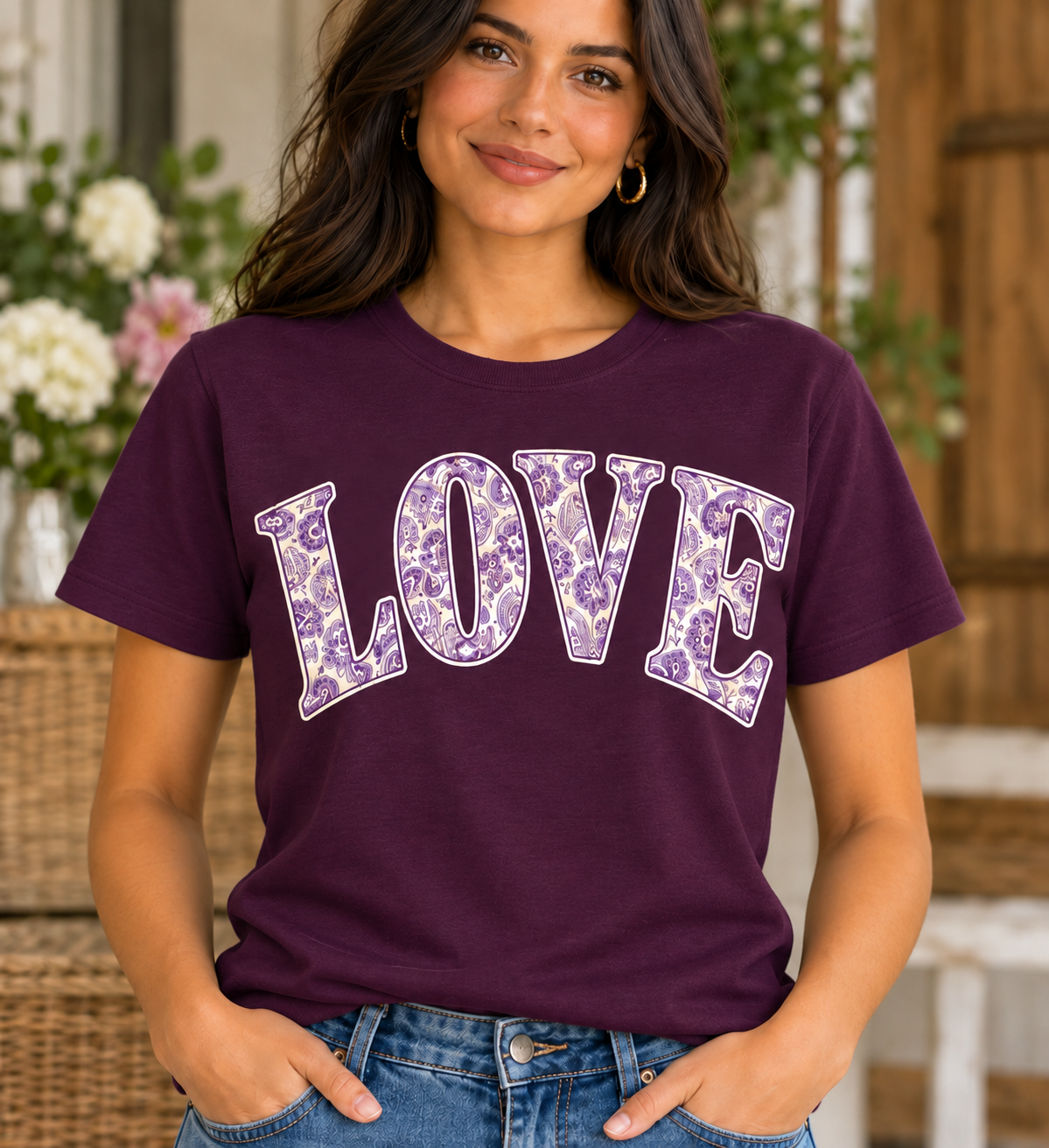 LOVE Paisley Plum T-Shirt