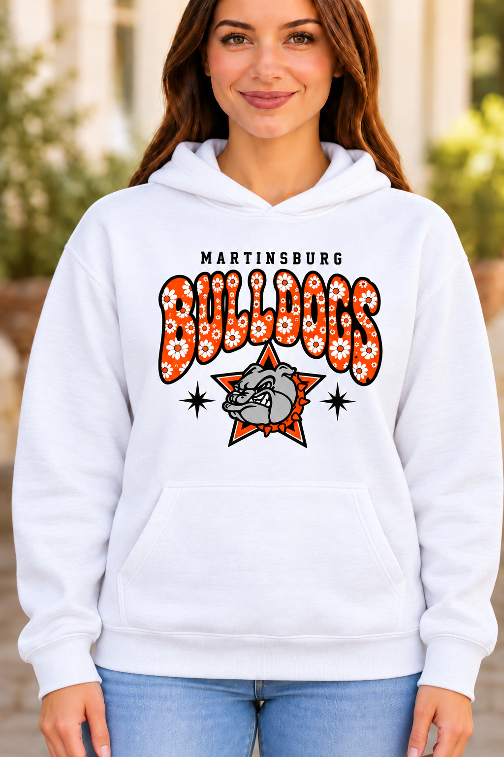 Martinsburg Bulldogs design 28 White Hoodie