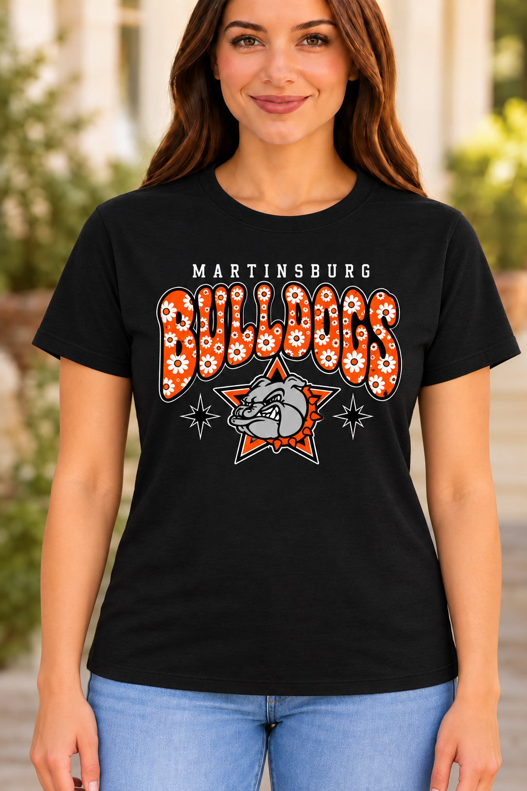 Martinsburg Bulldogs design 28 Black T-shirt