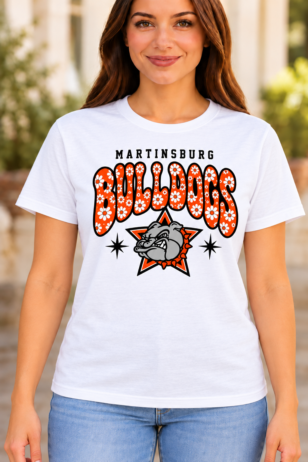 Martinsburg Bulldogs design 28 White T-shirt