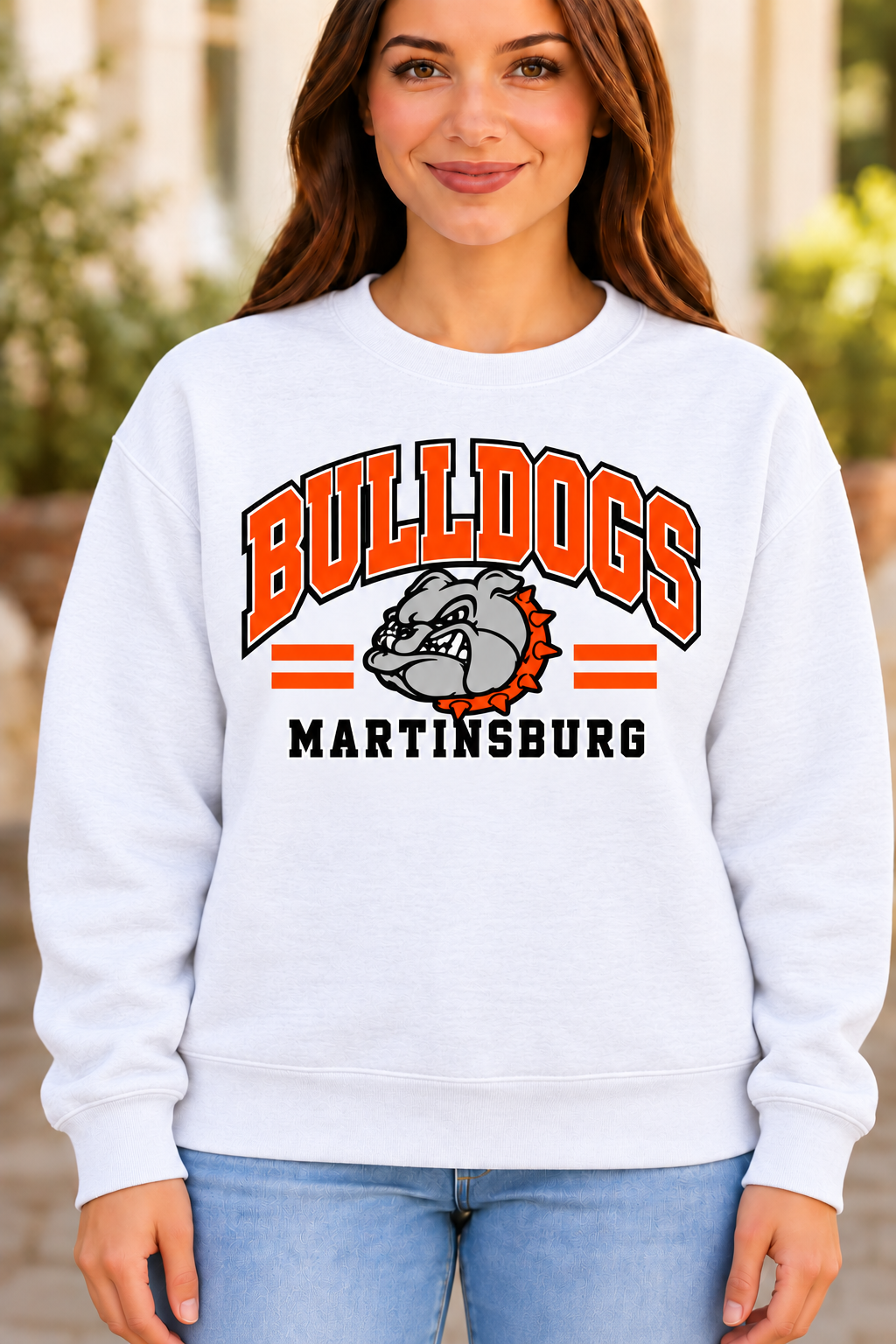 Martinsburg Bulldogs design 30 White Crewneck