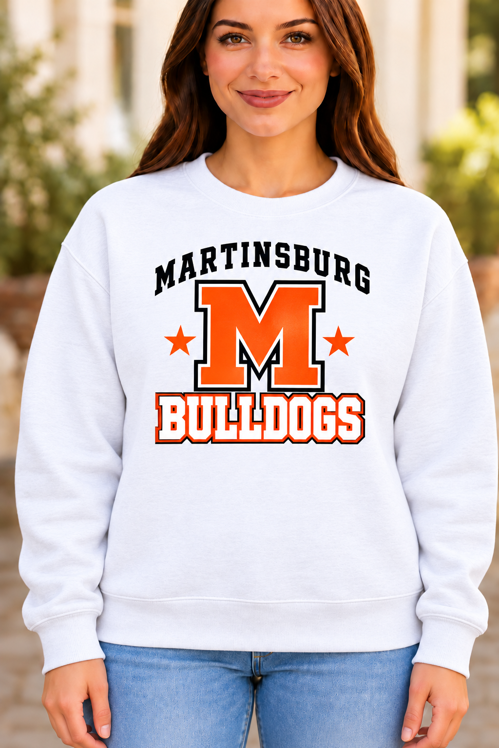 Martinsburg Bulldogs design 31 White Crewneck