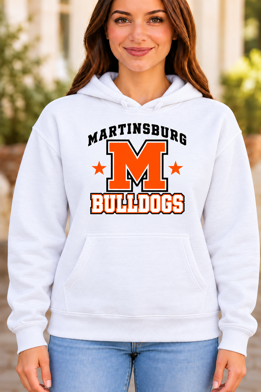 Martinsburg Bulldogs design 31 White Hoodie