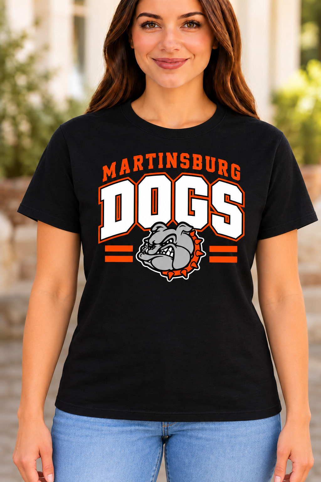 Martinsburg Bulldogs design 33 Black T-shirt