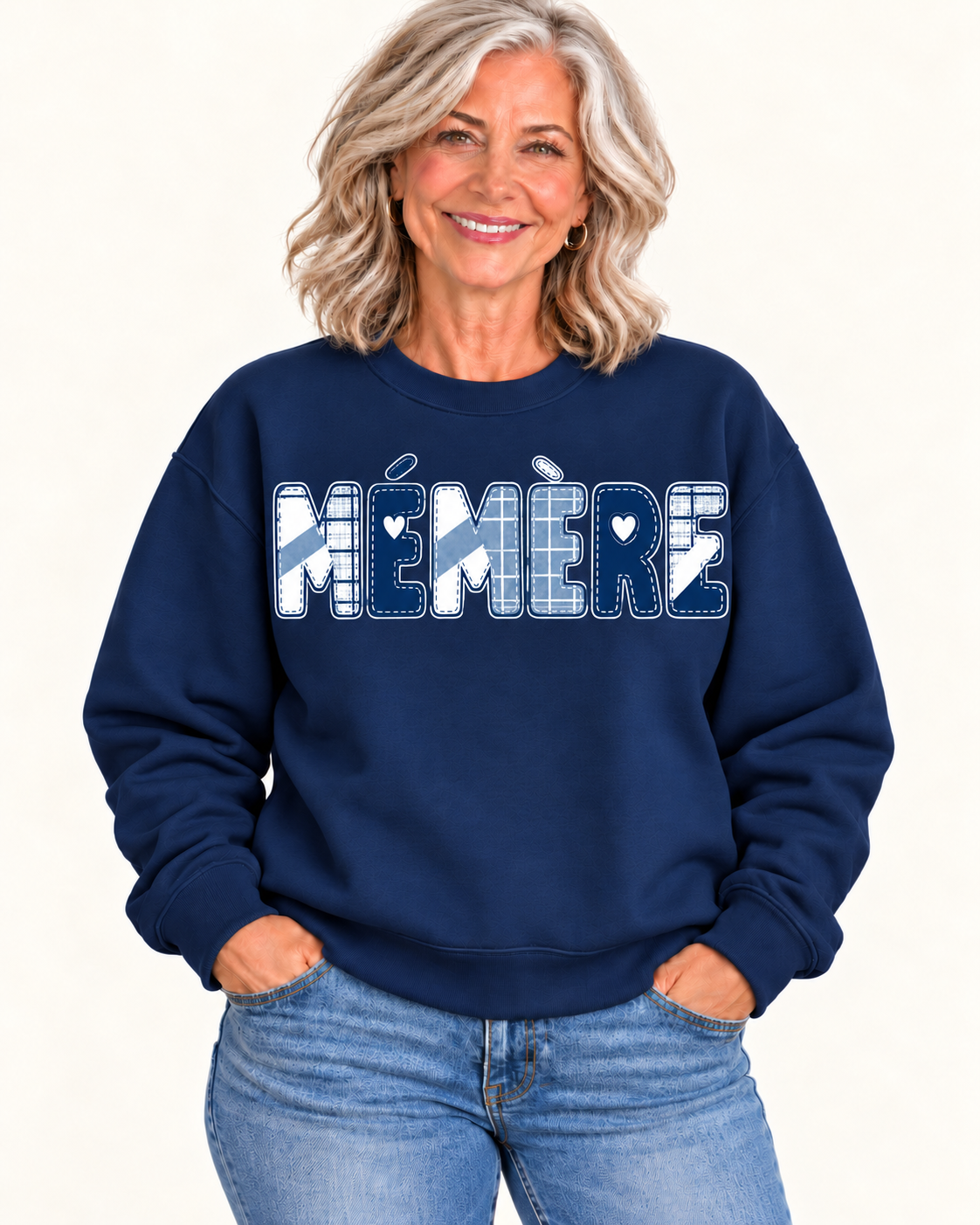 MÉMÈRE Navy Patchwork Crewneck