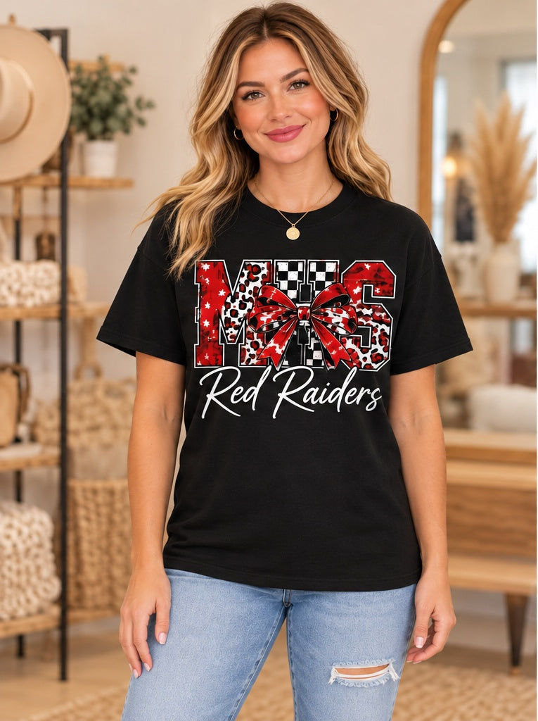 Meyersdale MHS Patchwork Bow T-Shirt – Black