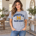 Moorefield Yellow Jackets Vintage Varsity T-Shirt in Sport Gray on woman model