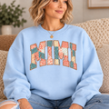 MIMI Light Blue Floral Patchwork Crewneck