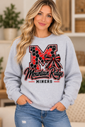 Mountain Ridge Miners Honeycomb Monogram Bow Sport Gray Crewneck female model mockup