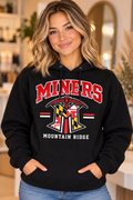 Mountain Ridge Miners Maryland Logo Varsity Black Hoodie female model mockup