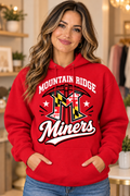 Mountain Ridge Miners Maryland Logo Game Day Red Hoodie female model mockup