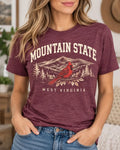 Mountain State West Virginia cardinal heather maroon T-shirt