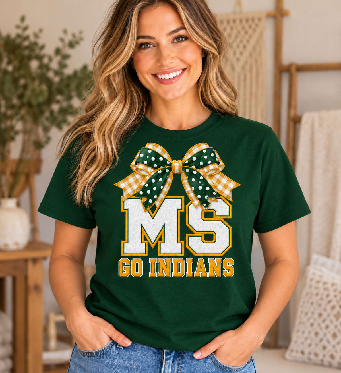 Mount Savage MS Go Indians Bow Forest Green T-Shirt