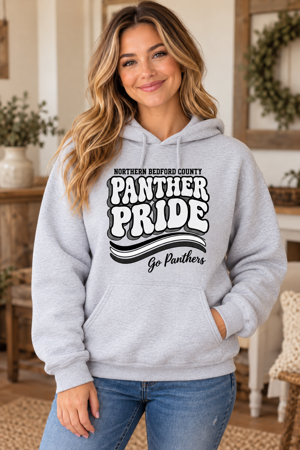 Northern Bedford County Panther Pride Retro Ash Gray Hoodie