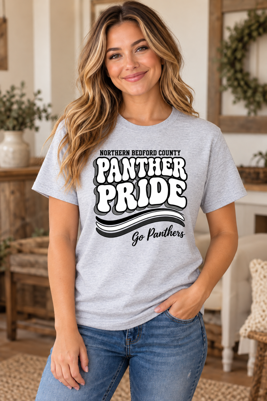 Northern Bedford County Panther Pride Retro Ash Gray T-Shirt